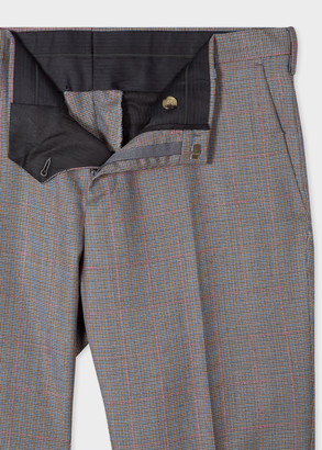 Paul Smith Men's Slim-Fit Light Blue And Taupe Check Wool Trousers