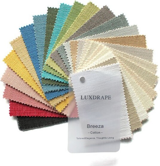LuxDrapeBreezaCottonCurtainFabricSampleBooklet,FabricColorSwatches,24Colors,1KitforBedroom