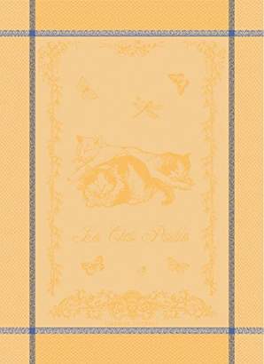 Garnier Thiebaut Garnier Thiebaut, Les Chats Paisibles (Peaceful Cats) French Jacquard Kitchen / Tea Towel, 100 Percent Cotton