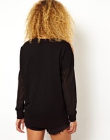 Thumbnail for your product : ASOS Sweatshirt with Sheer Sleeves and Woven Front Leopard Print