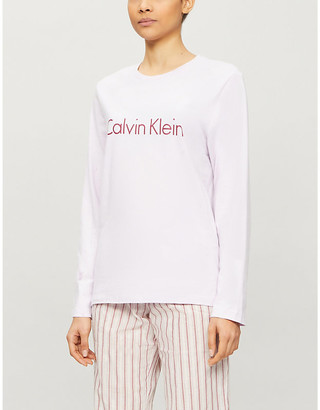 Calvin Klein Logo-print cotton-jersey pyjama top
