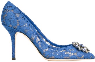 Dolce & Gabbana Blue Floral Crystal CINDERELLA Heels Shoes – AUMI 4