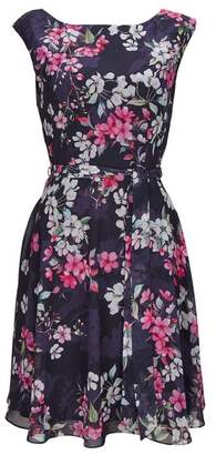 Wallis Navy Floral Print Fit and Flare Dress