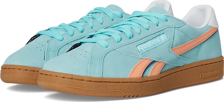 Reebok Lifestyle Club C Grounds UK Shoes AI Aqua/Sunkissed Orange/Gum : Men's 9 - Women's 10.5 Medium, Synthetic