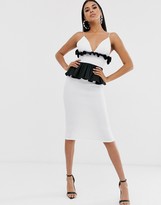 Thumbnail for your product : ASOS DESIGN ruffle waist plunge bodycon midi dress