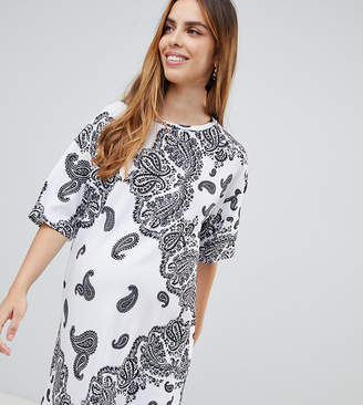 ASOS Maternity DESIGN Maternity bandana print t-shirt dress