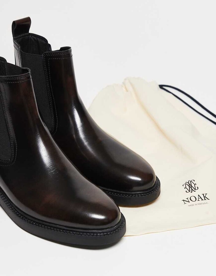 Noak made in Portugal chelsea boots in brown leather