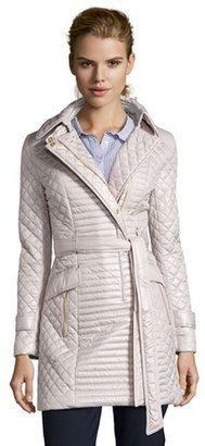 Via Spiga oyster quilted asymmetrical belted coat