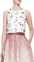 Thumbnail for your product : Lela Rose Bead-Applique Boxy Crop Top