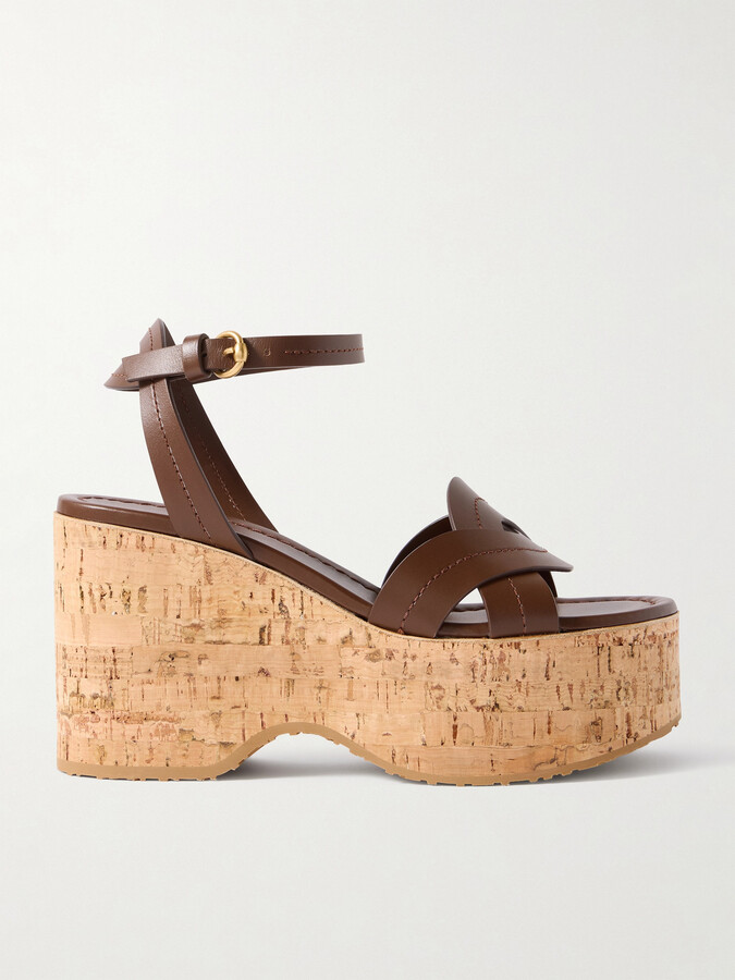 Gianvito Rossi - 105 Leather Platform Sandals - Brown