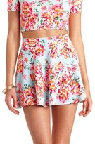 Thumbnail for your product : Charlotte Russe High-Waisted Floral Print Skater Skirt