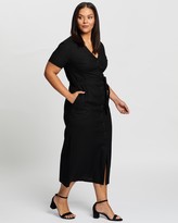 Thumbnail for your product : Atmos & Here Atmos&Here Curvy - Women's Black Midi Dresses - Yenet Linen Blend Midi Dress - Size 26 at The Iconic