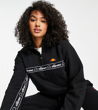 Ellesse Plus quarter zip pullover sweat with taping in black - ShopStyle  Jumpers & Hoodies