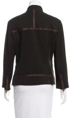 Donna Karan Leather-Trimmed Wool Jacket