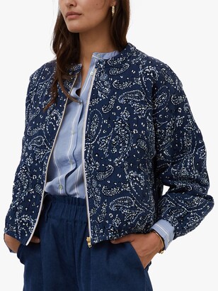 blue floral bomber jacket