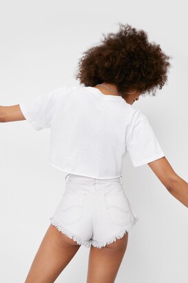 Nasty Gal Womens High Waisted Frayed Hem Denim Shorts - White - 10