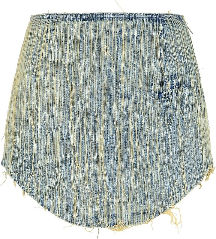 Diesel Frayed Denim Asymmetric Mini Skirt