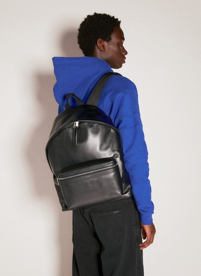SAINT LAURENT City Croc-Effect Leather Backpack for Men