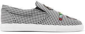 Mira Mikati Appliquéd Houndstooth Canvas Slip-On Sneakers