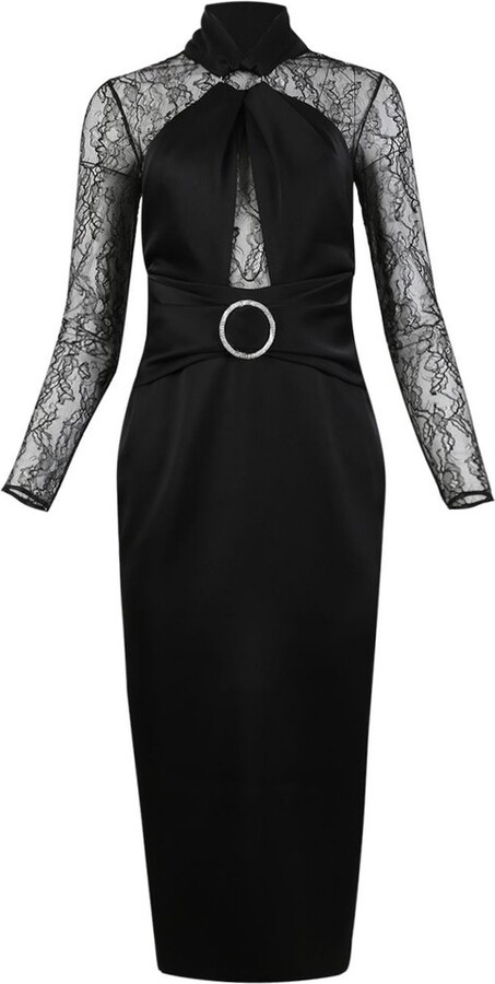 Rasario Lace Buckle Midi Dress