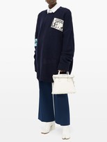 Thumbnail for your product : Raf Simons Patch-applique Distressed Merino-wool Sweater - Navy