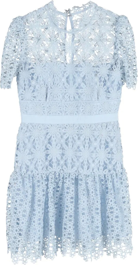 Self-Portrait Floral-Embroidered Lace Mini Dress