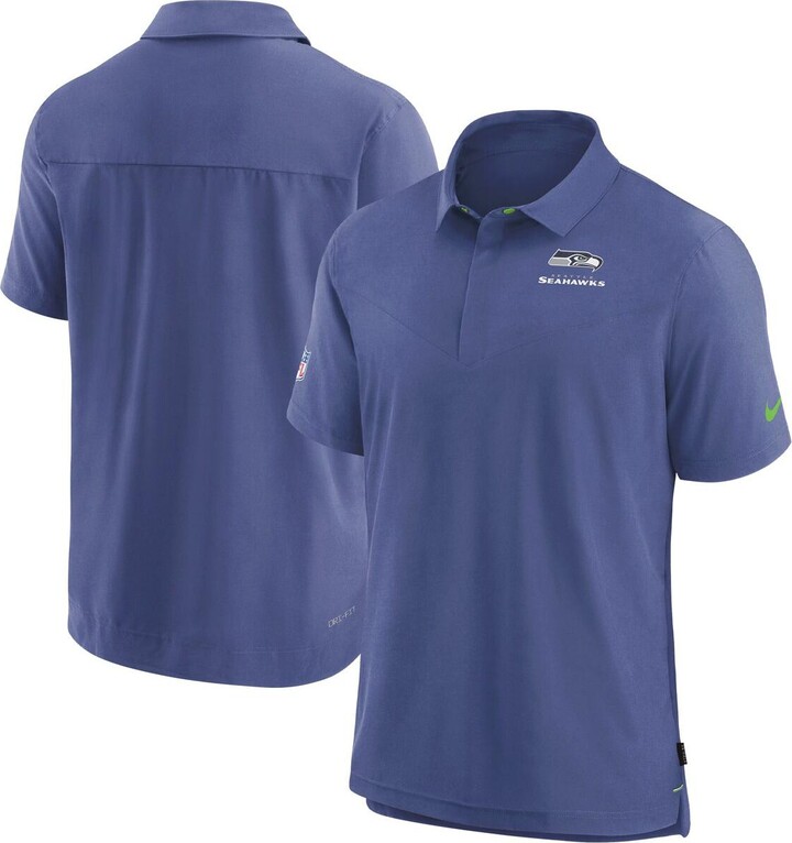 Nike Men's College Navy Seattle Seahawks Sideline Lockup Performance Polo - Navy, Neon Green