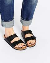 Thumbnail for your product : Birkenstock Arizona Black Birko Flor Narrow Fit Flat Sandals