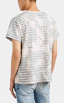 Amiri Men's Distressed Striped Cotton T-Shirt - Gray
