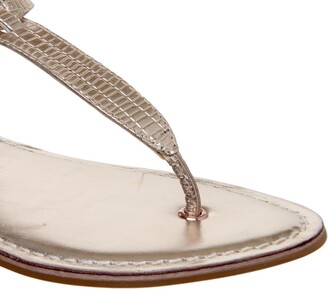 Office Samba Toe Post Sandals Rose Gold Croc Leather Drench