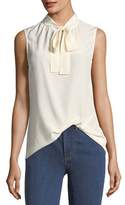 Thumbnail for your product : Tory Burch Kylie Sleeveless Bow-Neck Silk Blouse