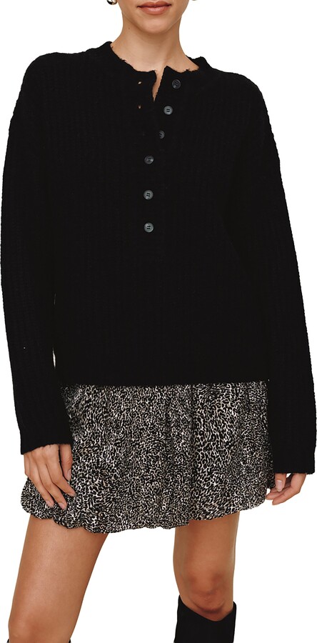 Bella Dahl Button Placket Merino Wool Blend Sweater