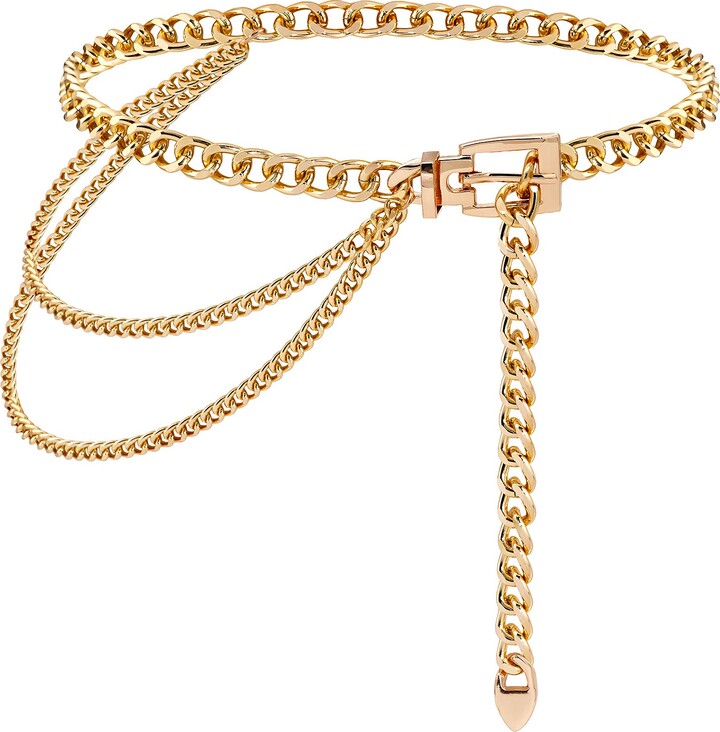 2 Stück Taillengürtel Set - Metall Ketten Mit Mond & Stern Anhängern