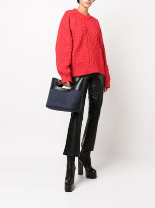 トートバッグ Mini Tote Bag - Alexander Mcqueen - Leather - Denim/Black Alexander McQueen Black The Bow Small Leather Denim Tote Bag