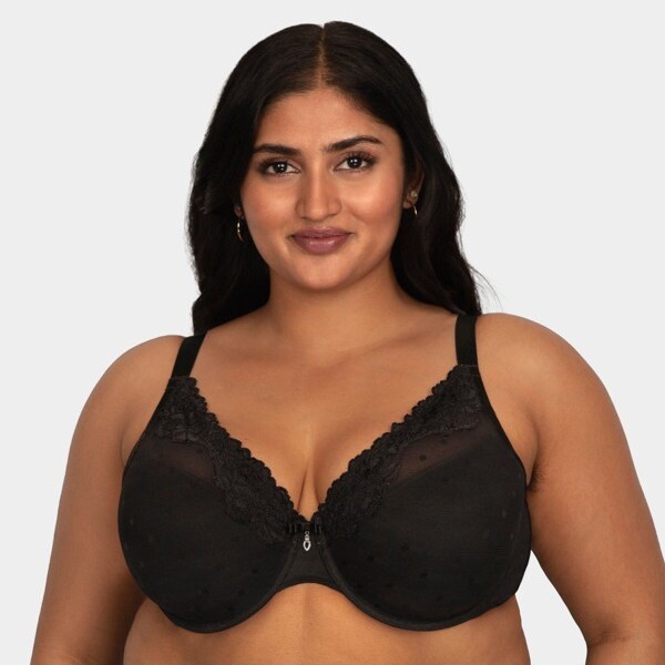 Couture CurvyCoutureWomen'SPlusSizeSheerWhisperPlungeT-ShirtBraOnyx42G