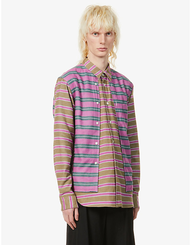 Comme des Garçons Homme Plus Striped cotton flannel shirt - ShopStyle