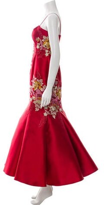 Jovani V-Neck Long Dress Red