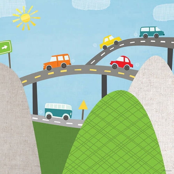 Oopsy Daisy Fine Art For Kids Oopsy Daisy's Cars on the Move Canvas Wall Art, Size 10x10