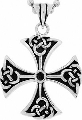 Zales Men's Black Diamond Accent Celtic Cross Pendant in Two-Tone Stainless Steel - 24"