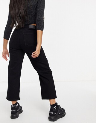 Monki Mozik cotton wide leg cropped jeans in vintage black - BLACK -  ShopStyle
