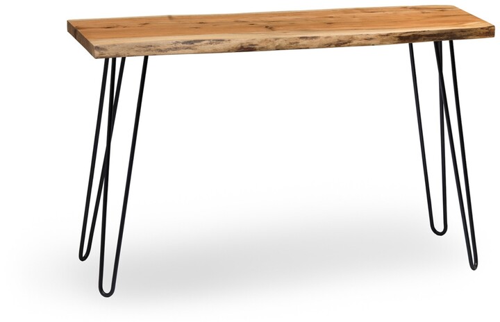Alaterre Furniture Hairpin Natural Live Edge Wood with Metal 48" Media Console Table