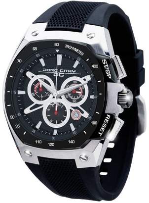 Jorg Gray Men's Quartz Watch with Black Dial Chronograph Display and Black Silicone Strap JG8300-23