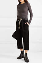Thumbnail for your product : Rick Owens Cropped Cotton-jersey Trimmed Wool-blend Pants