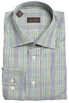 Thumbnail for your product : Harrison brown and green gingham check cotton dress shirt