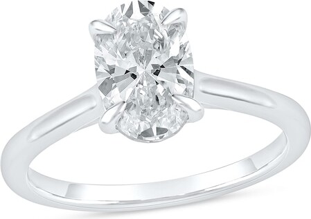 Zales 2 CT. Oval Certified Diamond Solitaire Engagement Ring in 14K White Gold (G/I1)