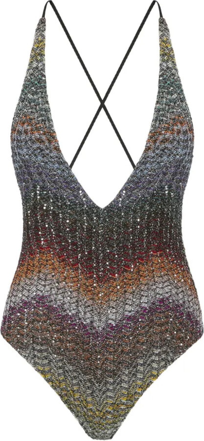 Missoni V-neck zigzag swimsuit