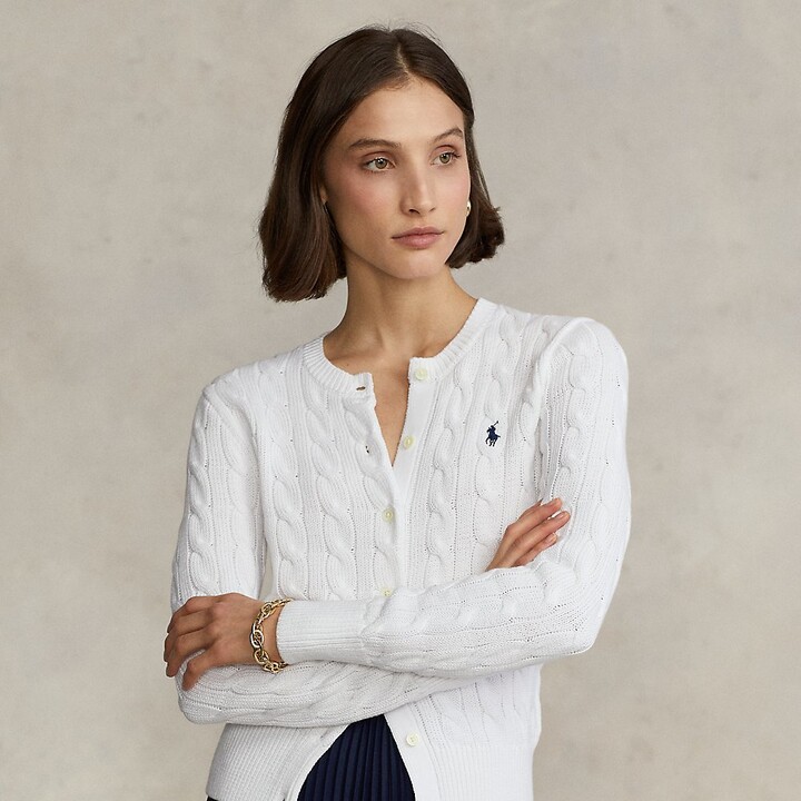 ralph lauren white cable knit sweater