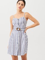 Thumbnail for your product : Very Stripe Belted Linen Beach Dress - Stripe