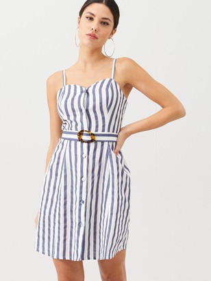 Very Stripe Belted Linen Beach Dress - Stripe