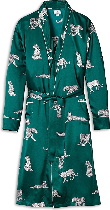 Petite Plume Men's Mulberry Silk Panthere de Nuit Robe